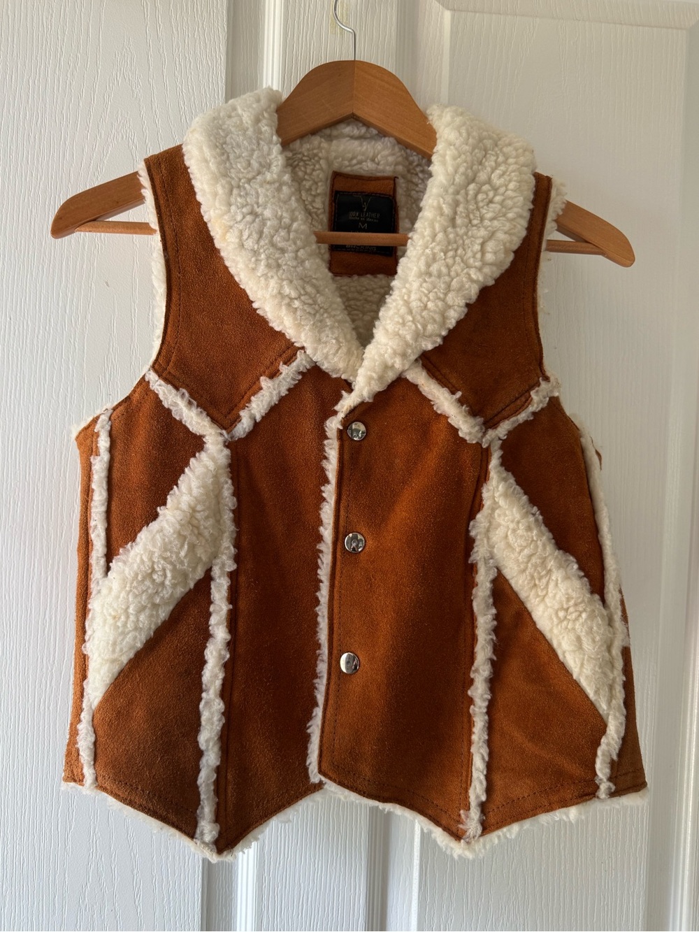 Suede Shearling Festival Vest iCognac Brown Burning Man Medium